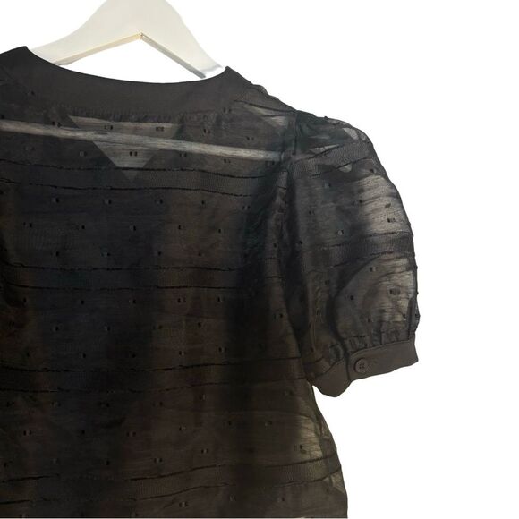 NWOT Sheer Puff-Sleeve Crop Blouse - Picture 5 of 6